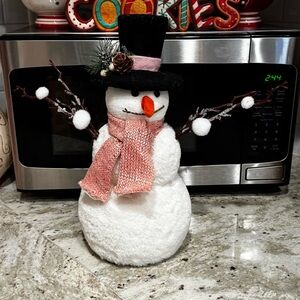 Festive Snowman Decoration with Pink Scarf